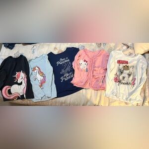 Set of 5 Girls Colorful Graphic Tops, Size 7